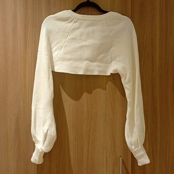 SHEIKE Khloe Cream Knit Chain Link Cropped Cardi Shrug NWT - Picture 12 of 13